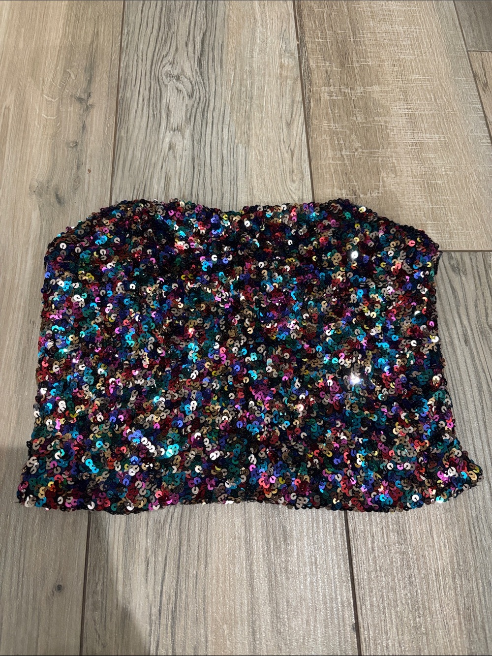 DO+BE Multicolor Sequin Strapless Crop Top